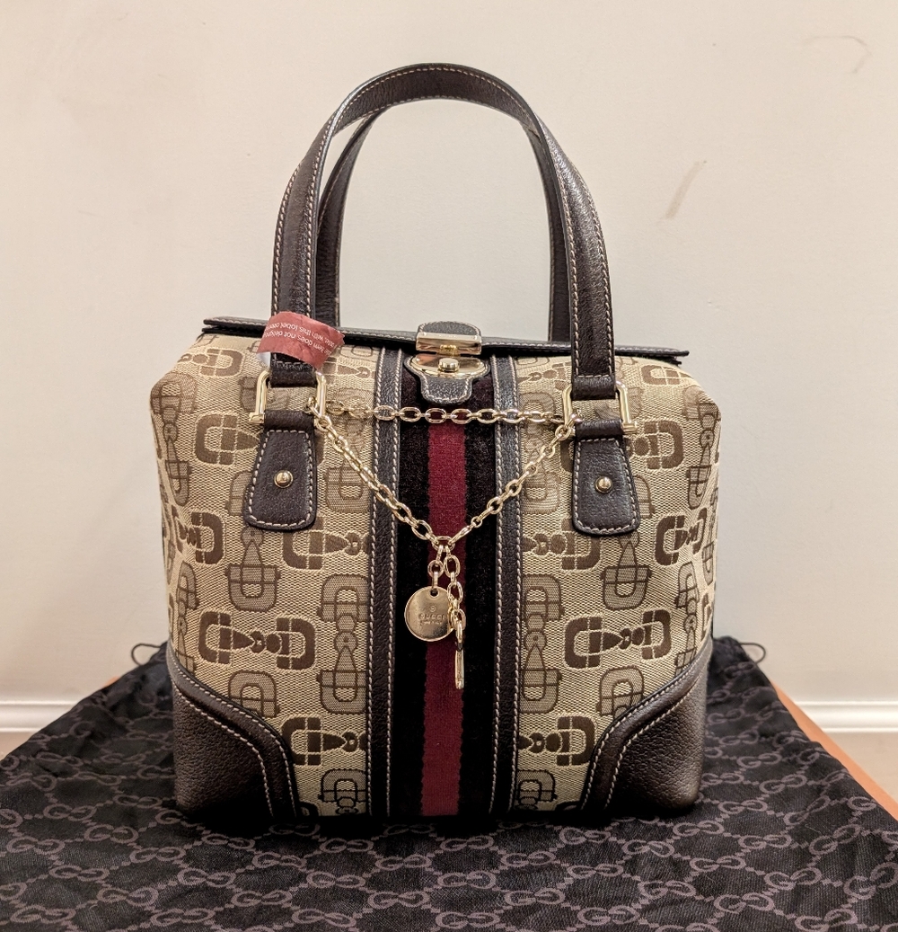 Gucci Boston Treasure Bag in Horsebit Canvas